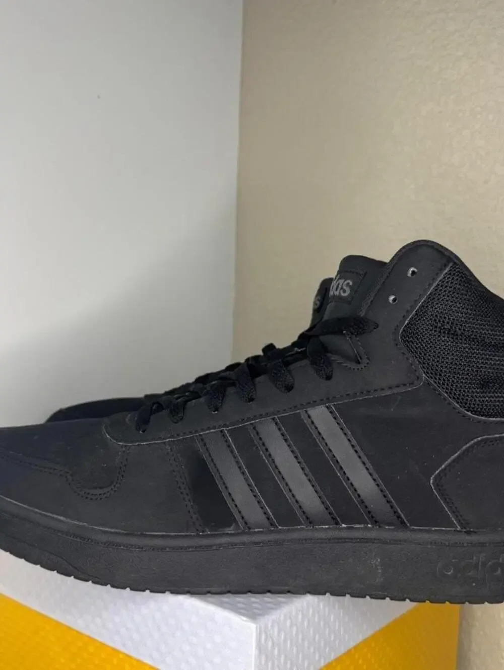 didas Hoops 3.0 Mid Men's Size 12 Triple Black Basketball Sneakers High Top